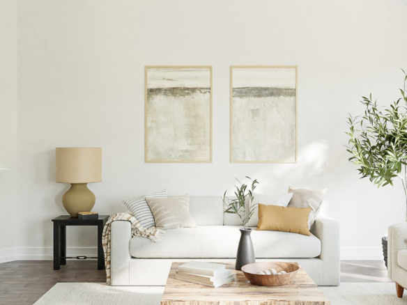 Staged bright living room ready for sale