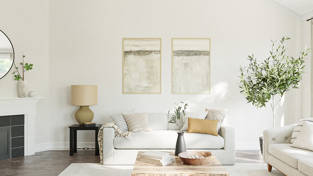 Staged bright living room ready for sale